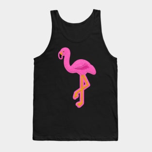 Pink Flamingo Felt Look with Stitching | Cherie's Art(c)2020 Tank Top